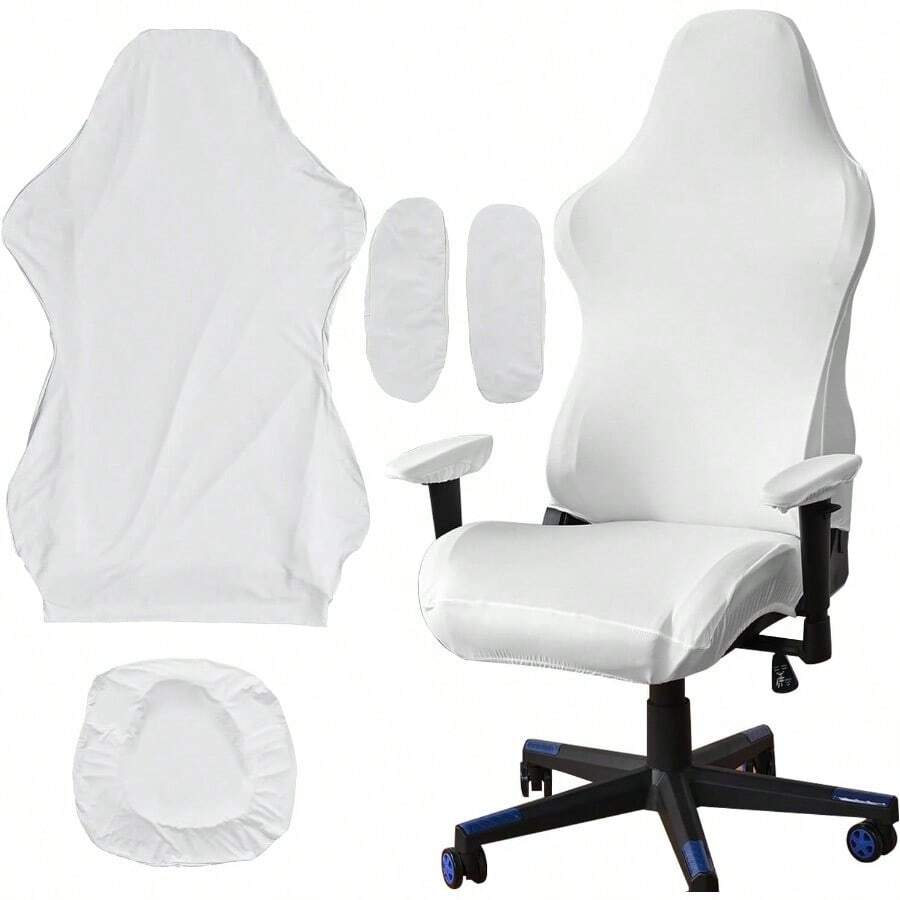 Gaming ChairsMarsheepy Funda para Silla con Brazos Color sólido de poliéster Desmontable y Anti-Polvo. Ideal para sillas Gaming de Juegos de Oficina y más Blanco - blanco - Ver 1