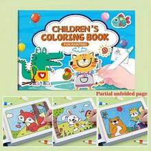 32 páginas Libro para colorear, Actividad de pintura educativa, Suministros de arte de aprendizaje temprano, Con secciones numeradas, Guías de trazado de animales, frutas y objetos - Regalo de cumpleaños - Multicolor - Ver 9