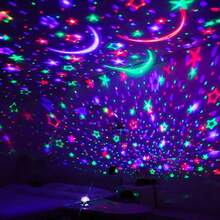 1pc Star & Moon Projection Night Light - USB Powered - Projection Lamp - Bedside Bedroom Atmosphere Light - Rotating Room Projector Light - Multi-color light - View 8