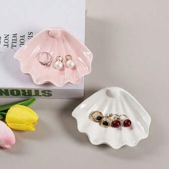 1 st snäckskal keramisk förvaringslåda, lämplig för smycken, skrivbord, fotografering, allmän dekoration