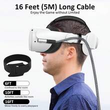 Link Cable 16FT VR Cable Compatible With Meta Oculus Quest 2/Quest 3S/Quest 3/Pro Pico, Nylon Braided Accessories And Gaming PC Steam VR, USB 3.0 Data Transfer Type C Cable, For VR Headset - 1 - 查看 9