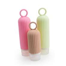 Botella dispensadora de viaje de silicona, set de botellas de almacenamiento cosmético portátil para viajes de negocios, botella dispensadora de anillo de silicona - 90 ml Rosa - Ver 6
