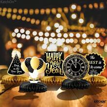 Huge New Years Centerpieces For Tables - Pack Of 9 New Year Table Decorations 2026 Happy New Years Decorations 2026 New Year Eve Party Supplies 2026 NYE Decorations 2026 For Table - 黑金 - 查看 2