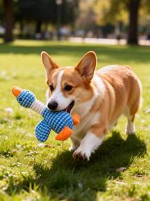 1 pieza Juguete para masticar para perros, juguete de peluche con chillido duradero, juguete de autoentrtenimiento para mascotas, alivio del aburrimiento, juguete para perros que consume energía - Multicolor - Ver 3