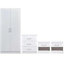 Highbury White 4 Piece Bedroom Set With 2 Door Double Wardrobe - White - View 2