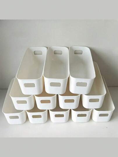 耐用可堆叠塑料储物盒，带把手 | 节省空间的抽屉式储物箱，适用于家庭、办公室和衣橱 - 适合存放书籍、装饰品等，现代设计