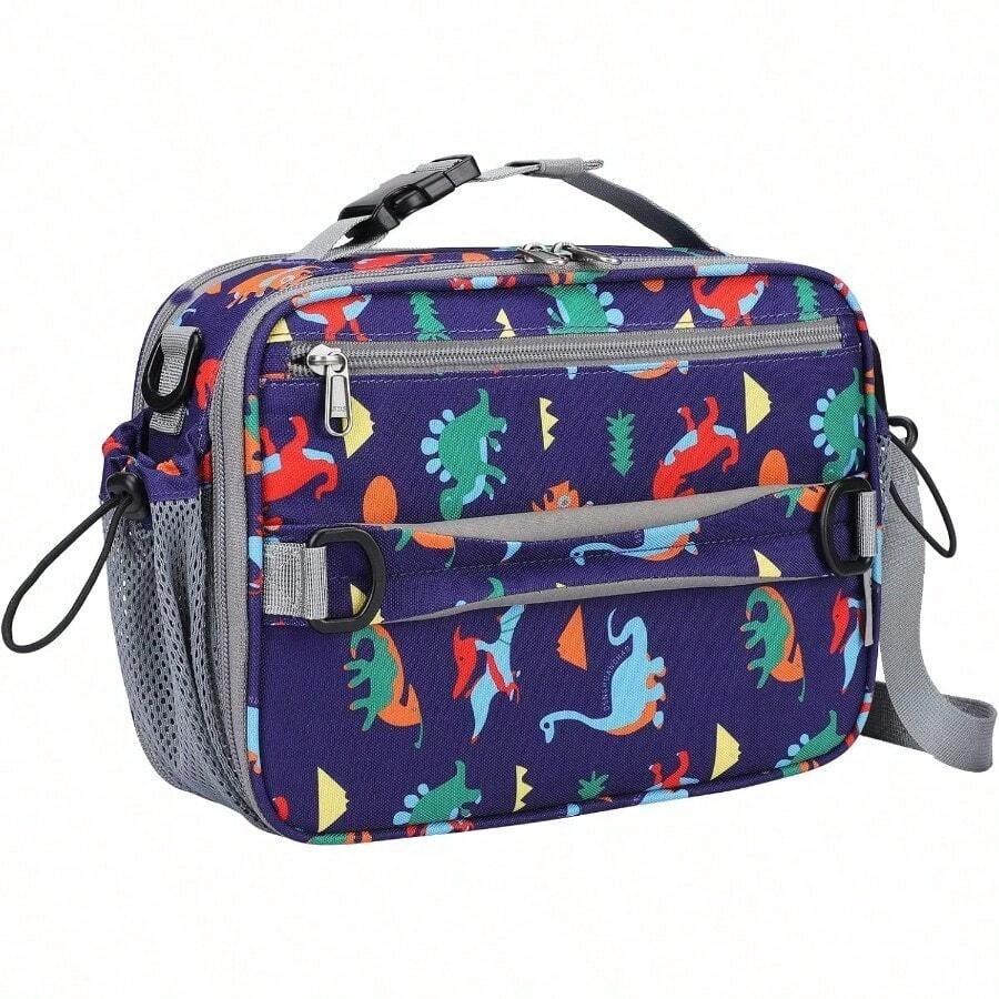 Maelstrom - Lonchera para niños bolsa de almuerzo con aislamiento para niños bolsa de almuerzo extensible y reutilizable para niño y niña - Regalo Dinosaurio Feliz - Ver 1