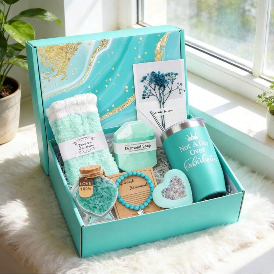 Birthday Gifts For Women,Get Well Soon Inspirational Gift Set Box,Gift Baskets For Women, Best Friend Birthday Gifts,Thanksgiving, Halloween, Fall,Valentine's Day,Christmas,New Year Gifts Box, - 綠薄荷 - 查看 1