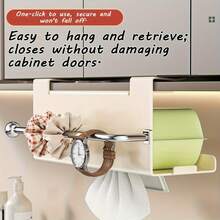 1个壁挂式纸巾架，无需钻孔，厨房/浴室纸巾架，多功能收纳架，节省空间的橱柜整理架，壁挂式铁艺收纳架，可放置毛巾、保鲜膜、湿巾等 - 适用于现代小型厨房的台面和橱柜，精致理想的礼物 | 圣诞礼物 | 圣诞产品 | 圣诞装饰 | 圣诞派对 | 情人节礼物 | 浴室收纳架 | 厨房收纳架 - 彩色 - 查看 5