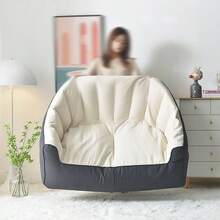 Nuevo sof Perezoso Doble puf, Adecuado para jardn, Sala de Estar, Dormitorio, Beige - Gris oscuro - Ver 4