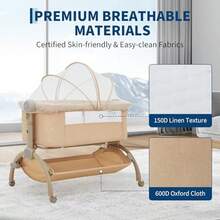 Moisés para bebé, 3 en 1, Ajustable, con Ruedas y mosquitero, Cuna portátil, para recién Nacidos y niños, Uso doméstico - Caqui - Ver 3