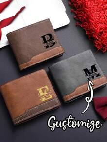 1pc Custom Engraved Wallet | Personalized Letter Name Engraving, A Small Bag/Coin Purse, Personalized Gift Package,Birthday Present, Unisex Multi-Card Slot Zippered Wallet, Durable Casual Design, Ideal For Valentine'S Day, Anniversary, Birthday Gifts, Faux Leather - Multicolor - View 2