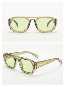 1件中性復古雙橋橢圓PC鏡框高品質個性化極簡時尚眼鏡，適合旅行、休閒、派對、海灘、日常裝飾配戴 - 3pcS組合裝 - 查看 3