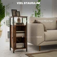 Side Table, Coffee Table In Industrial Design, Coffee Table With Adjustable Shelf, For Living Room, Bedroom, 34 X 30 X 80 Cm, Rustic Brown - Brown - View 4