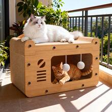 Multi-Function Cat Scratcher House – 3-In-1 Scratch Pad, Soft Bed & Play Cave With Toys, Durable Build & Ideal Holiday Gift - MD-tV - View 7
