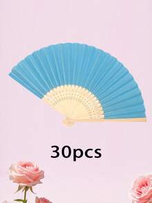 Personalized Engraved White Folding Fan, Custom Lettering Fan, Personalized Wedding Fan, Engagement Gift, Bridal Gift, Party Favor, Best Man Gift, Wedding Thank-You Gift, Birthday Gift, Baptism Gift, First Communion Gift, Personalized Gift Idea, Bamboo Folding Fan, Can Be Used For DIY Creative Blank Printing Advertising Gifts. Multifunctional, Highly Decorative, And Of Superior Quality, It Is An Ideal Gift For Her, Suitable For Tea Room, Valentine's Day, Mother's Day, Father's Day. - Multicolor - View 45