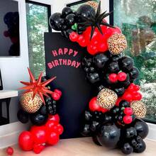 Kit de arco de guirnalda de globos rojo y negro, 118 piezas de globos de foil de estrella explosiva verde, cereza, negro y rojo, globos de mylar con estampado de guepardo 4D para decoraciones de fiesta de cumpleaños, bautizo o despedida de soltera con tema de bayas - Multicolor - Ver 6
