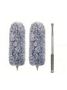 多功能可伸缩除尘掸，带可弯曲除尘头 - 可重复使用和水洗，适用于清洁高处天花板、家具和汽车