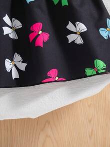 女童休闲蝴蝶印花无袖及膝喇叭裙，夏季 - 黑色 - 查看 7