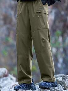 CAMEL CROWN 男士速干裤，吸湿排汗户外运动裤，夏季宽松直筒休闲裤 - 深裁綠 - 查看 7