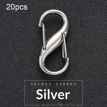20个可调节S形金属扣，带双环和小金属夹，迷你欧米茄扣，双头双挂弹簧钥匙扣包钩，弹簧夹 - 多功能延长带配件，可定制 - ，易于使用 - 彩色 - 查看 13
