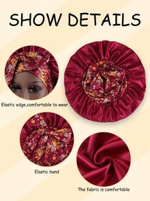 1pc Luxurious Rose Pink Leopard Print Design Satin Silk Bonnet With Adjustable Ties - Lightweight Hair Care Bonnet For All-Night Comfort, Perfect For Long Curly Or Braided Hair - Premium Bathroom Accessory, Stylish And Comfortable, Unisex Nighttime Hair Care - Multicolor - View 10
