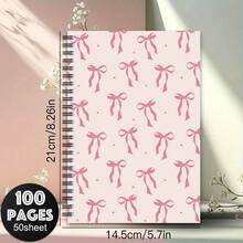 DANPERJI 5.5x8.3 Inch Fashion Pink Bow Spiral Notebook - Perfect Gift For Women And Girls, Stylish Notepad | Cute Aesthetics | Durable Spiral Bound Diary With Week, Weather, Memo Number And Date Marks, School Supplies, Back To School Essential - Multicolor - View 2