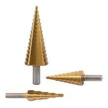 3 Pieces Set, Ladder Drill Bit, Drill Bit For Drilling Holes, Heavy-Duty High-Speed Ladder Drill Bit, Specially Designed For Drilling Metal With High Hardness, Capable Of Precision Hole Enlargement, Ranging From 4mm To 32mm, Suitable For Drilling Metal, Plastic, And Wood - Gold - View 2