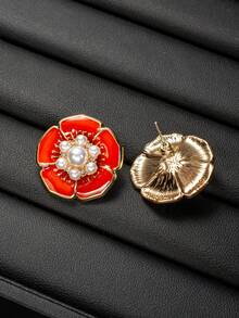 1 par de elegantes pendientes de mujer con diseño de fuegos artificiales vintage esmaltados, con perlas incrustadas, adecuados para uso diario - fuegos artificiales - Ver 11