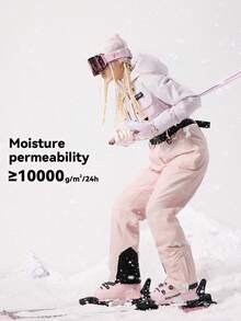 VECTOR MOTION Bộ đồ trượt tuyết Aeris 3L có lớp đệm, unisex, chống thấm nước, chống mài mòn, thoáng khí, co giãn, dành cho trượt tuyết ngoài trời mùa đông với ván đơn/đôi. - Màu Hồng baby - Xem 4