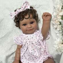 20 Inch/50cm Full Body Soft Vinyl Black Skin Newborn Baby Doll, Realistic Lifelike Infant Doll, Suitable For Children Christmas Birthday Gift (Includes Random Pacifier, Bottle, Diaper, Hair Accessories And Clothing Set) - Vinyl Body Doll - View 5