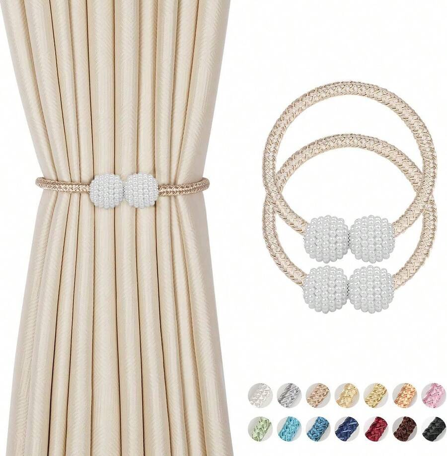 2/4pcs Curtain Tiebacks, For Securing Curtains, Furniture Decoration, Curtain Ties, Used In Bedrooms, Living Rooms, And Offices. - 香檳金 - 查看 1