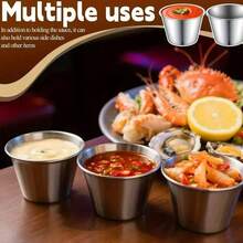 6/12 Stainless Steel Dipping Sauce Cups Dipping Sauce Pan L Mini Reusable Seasoning Cup Dipping Sauce Cup Multifunctional Dipping Sauce Cup Family Gathering Restaurant Mini Dipping Sauce Cup Circular Seasoning Cup Dipping Sauce Cup - Multicolor - View 3