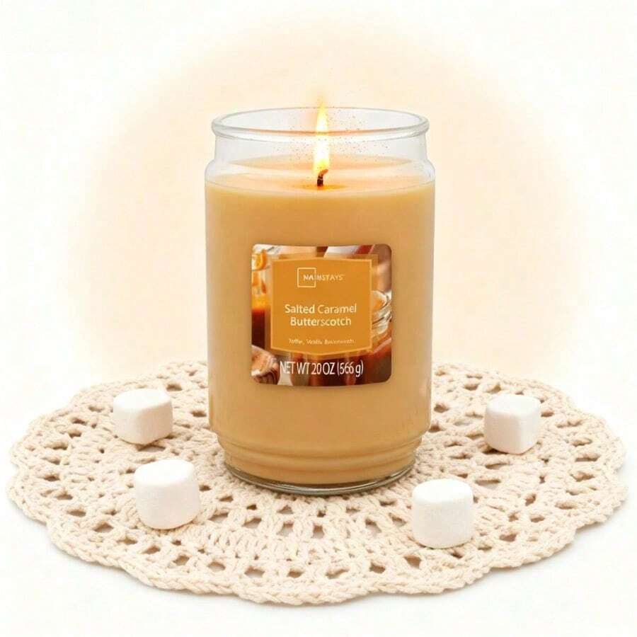 SWEET-Single-Wick Scented Glass Jar Candle, Salted Caramel Butterscotch, 20oz. - Caramel mặn, bơscotch - Xem 1