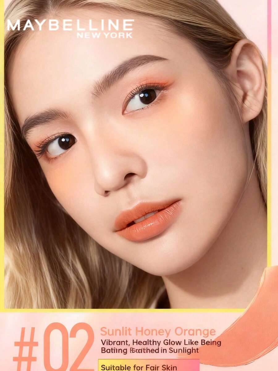 Maybelline Flüssig Rouge, belebt den Teint, natürlicher Farbton, pflegende Formel für den Sommer - 02 Sonnenschein Mandarine 6,4 ml - Übersicht 1