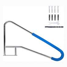 Schwimmbad-Handläufe für eingelassene Pools, Edelstahl 304, Tragfähigkeit 385 lbs, rutschfester Pool-Handlauf mit blauen Griffabdeckungen und Schnellmontage-Befestigungselementen - 55 x 32 Zoll - Übersicht 3