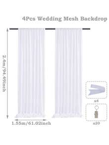 1件/2件装白色婚礼薄纱帘，悬挂式薄纱帘，婚礼背景装饰，舞台装饰网，生日新娘礼物拍照背景，适用于婚礼、生日、订婚及室内/室外活动 - 白色 - 查看 15