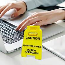 3D Printed Funny Warning Desk Sign - Avoid Overstimulation Office Decor, Modern Plastic Desk Warning Plaque, Suitable For Home And Workspace, No Power Needed, Desktop Accessory - Multicolor - View 3