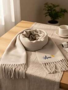 1pc Customized Cashmere Scarf, Soft & Luxurious Winter Shawl, Can Be Embroidered With Initials, A Gift For Her - Multicolor - View 1