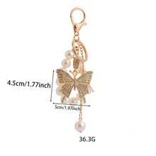 Fashion Crystal-Like Butterfly Keychain – Unisex Alloy Eiffel Tower Pendant, Car, Bag & Phone Case Accessory, Creative Gift - 蝴蝶A - 查看 5