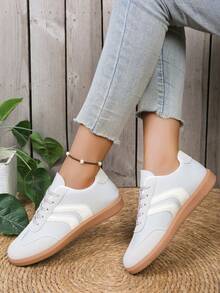 1 Pair Unisex Soft Sole Lightweight Casual Versatile Hook And Loop Fastening Sneakers, Convenient Slip-On, Suitable For All Seasons - Light Grey - View 4