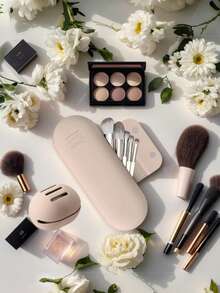 Soporte para brochas de maquillaje, bolsa de cosméticos, bolsa de viaje para brochas de maquillaje, caja de almacenamiento de maquillaje, soporte de brocha de maquillaje de silicona 2 en 1 con soporte para esponja de maquillaje, soporte portátil suave para brochas faciales con cierre magnético reforzado antideslizante, bolsa de aseo de viaje, bolsa de maquillaje, artículo de viaje esencial - Multicolor - Ver 2