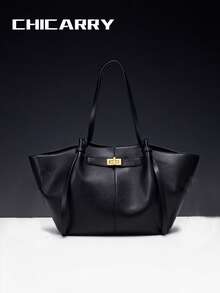 时尚大容量梯形设计奢华PU皮革女士单肩包，设计师款别致锁扣手提包，高品质腋下包 - 彩色 - 查看 11