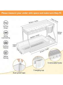 Aoshet 2 Tier Under Sink Storage Organizer, Kitchen Organization And Storage,Plastic Sliding Drawer, Multi-Purpose Rack For Bathroom & Kitchen, Black/White Cabinet Organizer - Phiên bản nâng cấp màu trắng (dày hơn) - Xem 4