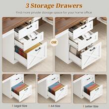 Farmhouse 96.5" Computer Desk With 3 Drawers, Gaming Double Desk With Storage Shelves, Long Two Person Desk For Home Office - White and Brown - 查看 4