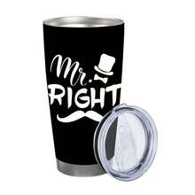 1pc, 20oz Premium Stainless Steel Insulated Car Cup, Fashionable And Minimalist "MR. MRS." English Couple Cup, Creative Hat, Lips, Heart-Shaped And Other Graphic Letters, Valentine's Day Gift For Boyfriend And Friend, New Year Gift - Multicolor - View 2