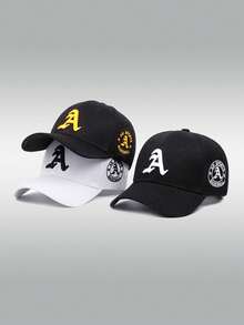 1pc Men's Embroidered Letter A Baseball Cap, Breathable Material, Adjustable For Outdoor Sports, Hiking, Casual, Streetwear, Unisex, Multiple Colors Available - Multicolor - View 2