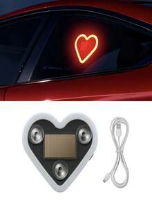 1 pieza Luz de neón LED con forma de corazón alimentada por energía solar, lámpara de ambiente con forma de corazón, luz ambiente LED inalámbrica incorporada, adecuada para tu coche - Multicolor - Ver 12