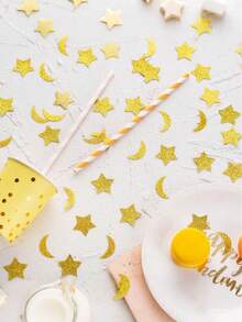 200颗金色闪光星月纸屑装饰，金色桌面纸屑装饰，1.6英寸闪亮星月装饰，适用于婚礼、生日派对、婴儿派对、节日装饰、派对装饰、派对用品 - 金色 - 查看 6