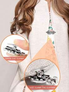 Vintage Sweater Clip, Women's Waist Clip, Shirt Brooch Clip, Clothing Brooch Clip - Ancient Silver - View 8